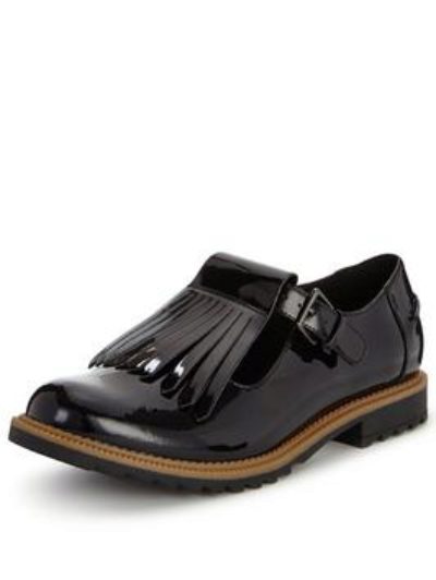 Clarks Wide Fit Griffin Mia Wear 2 Ways Flat Shoe - Black Patent Clarks Wide Fit Griffin Mia Wear 2 Ways Flat Shoe - Black Patent
